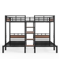 Lit superposé en métal pleine taille XL avec rangement, escalier et étagères, moderne, robuste, gain de place, pour dortoir et appartement, OEM