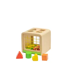 Holz spielzeug für Kinder montessori Shape Sorter Cube, bunte multis ensor ische Formen, Lernspiel zeug für Babys und Jungen