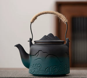 ชุดแก้วกาแฟพอร์ซเลนขนาดใหญ่ลายนูนไล่เฉดสีทันสมัย พร้อมที่กรองชาและฝาปิด ชุดถ้วยชาสำหรับชงชาแบบใบชา - Product Image 5