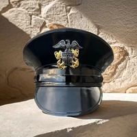 Chapeaux de capitaine noirs personnalisés en gros avec aigle et ancre pour fêtes nautiques pour adultes