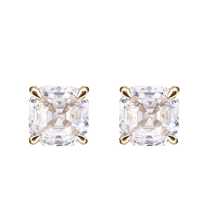 Pendientes Solitarios de Diamante Moissanite con Corte Asscher, Chapados en Oro con Plata 925, para Compromiso, Regalo para Mujeres y Enamorados - Product Image 2