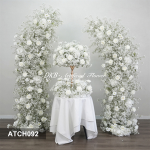 DKB <b>Artificial</b> Silk Flower Horn Arch <b>White</b> <b>Rose</b> Wedding Backdrop Flower Arch for Party Entrance Photograph Decoration - Product Image 3