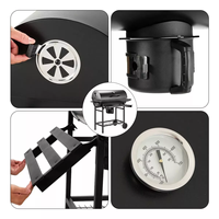 Barbecue au charbon de bois de type baril robuste pour l'extérieur avec kit de rôtisserie automatique pour poulet