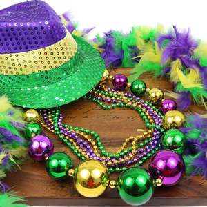 Mardi Gras Jumbo 46 "kalung manik-manik bola 33" 6mm aneka warna metalik kalung manik-manik dekorasi pesta - Product Image 3