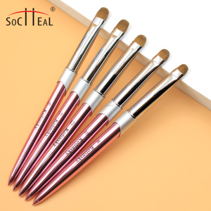 Logo personnalisé Premium Kolinsky Sable Hair Pink French Brush <span class=keywords><strong>Nails</strong></span> Size 8 10 12 14 16 Cleaning up Brush - Product Image 6