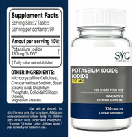 OEM ODM SYC Iodure de potassium 130 mg Complément alimentaire naturel pour la thyroïde et le renforcement immunitaire, comprimés pour adultes 120