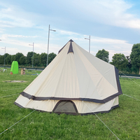 Quatre saisons fibre de verre 420D Oxford bois toile luxe grand 3M 4M 5M 6M luxe cloche glamping pyramide yourte tentes