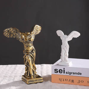 Suo Jun Sculpture en résine Déesse de la Victoire Style Européen Or Blanc, Ornement Artisanal Décoratif pour la Maison, le Salon et les Étagères - Product Image 3