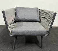 Fauteuil d'extérieur en corde tressée avec coussin pour patio, jardin, balcon