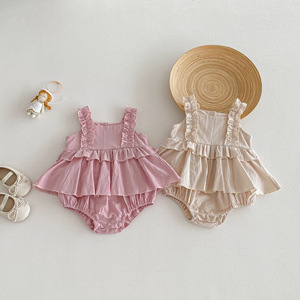 Nuevo Pelele de Verano 2026 Estilo Coreano con Volantes para Bebés Niñas, Ropa de Color Sólido para Salir - Product Image 3