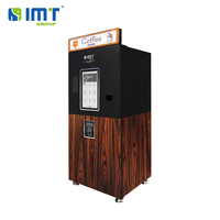 Distributeur automatique de café en libre-service avec écran tactile et cabinet en bois pour bureaux, hôtels et espaces commerciaux