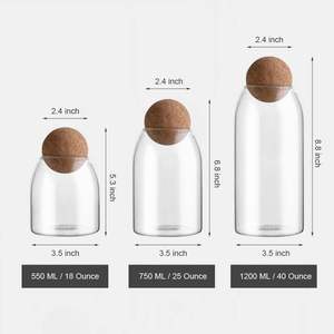 Most Popular Luxury 5oz 8oz 16oz Unique Cute Candle Borosilicate Glass Ball Candle Jars with Wood Cork <b>Lid</b> - Product Image 4