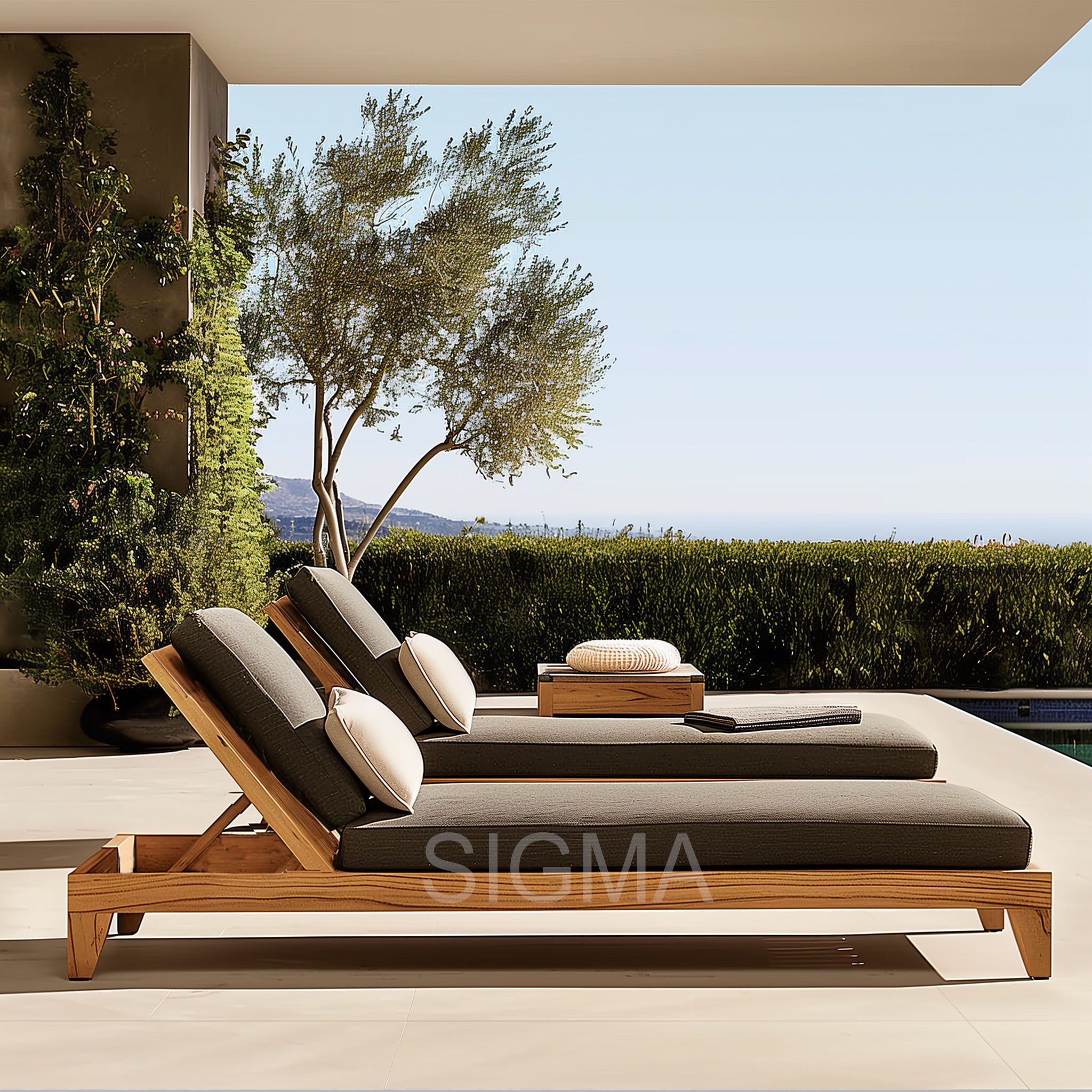 Luxury Teak Patio furniture set Garden sunbed modern daybed Sets Outdoor Couch Courtyard Garden lounge chaise