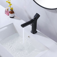 Robinet de lavabo carré minimaliste noir mat, corps en laiton massif, mitigeur chaud/froid moderne pour salle de bain