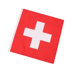 Kaifute Wholesale Cheap Custom Flags 100% Polyester Silk Screen Puerto Swiss Flag Countries Flag 3x5ft With Brass Grommet