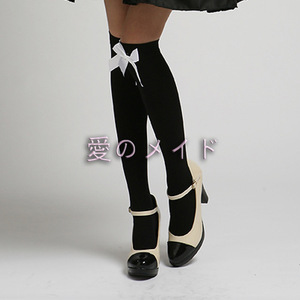 Knee Socks Women Black White Bow Decoration Cosplay Anime Role Playing Spandex Acrylic Chlorofiber Winter 2022 - Product Image 1