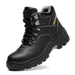 Botas de Trabajo de Seguridad de Cuero Negro DSF53 para Hombre, Botas Tácticas Protectoras para Exteriores Resistentes, con Suela Antipinchazos - Product Image 1