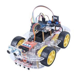 Kit de voiture <span class=keywords><strong>robot</strong></span> intelligent à ultrasons pour éviter les obstacles, 4 roues motrices, bricolage, programmation ATmega328, IDE - Product Image 4