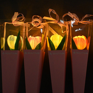 Lampu Malam LED Tulip Berkualitas Tinggi Buket Bunga Buatan Tunggal dengan Kotak Hadiah Romantis untuk Hadiah Valentine, Ulang Tahun, Pernikahan, dan Pesta - Product Image 4