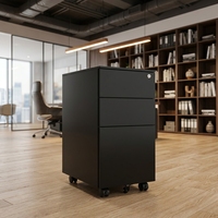 Archivador Metálico Móvil Compacto de 3 Cajones, Gabinete de Almacenamiento de Acero para Debajo del Escritorio, para Oficina en Casa