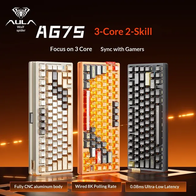 Unleash peak Gaming with AULA AG75 Magnetic Switch Mechanical Keyboard. Boasting Full Aluminum Durability, 0.01mm Rapid Trigger,