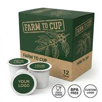 Boîte d'emballage en carton recyclable de qualité supérieure avec logo personnalisé et revêtement UV pour 12/24 dosettes de café en vente au détail