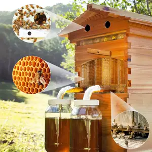 Automatischer Bienenstock hölzernes Imkereibedarfshaus Bienenstockkästen mit 7 Stück automatisch fließende Bienenrahmen Bienenstöcke Kästen-Starterset