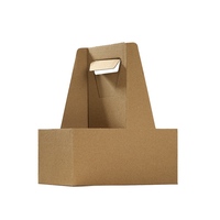 Porte-gobelet à double paroi en carton Kraft 2 tasses avec poignée Porte-gobelet à café chaud et froid