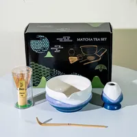 Ensemble Matcha Japonais Exclusif avec Glaze Effet Four, Fouet à Matcha, Support, Bol, Cuillère – Kit Complet d'Outils pour Cérémonie du Thé