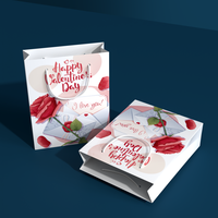 Sac cadeau en papier pour la Saint-Valentin, impression numérique, motif cœur rouge pailleté, pour fleuriste, carré, pour bouquet de fleurs, vente chaude