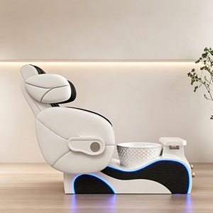 Fauteuil de pédicure électrique de luxe, canapé de pédicure moderne pour salon de spa avec bain de pieds en céramique et lumière LED - Product Image 2