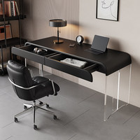 Bureau flottant compact pour la maison, idéal pour petits appartements, chambre, bureau d'étude, coiffeuse, avec rangement intégré, style luxe léger, en bois