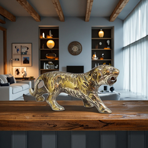 Sculpture décorative en laiton moderne faite à la main de statue d'animal de lion de faune pour la maison et les objets de collection - Product Image 1