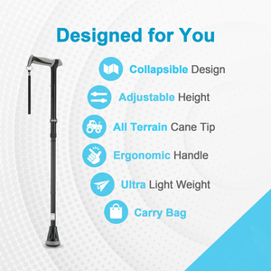 4-Section <b>Foldable</b> Adjustable Lightweight Aluminum <b>Walking</b> Cane <b>Stick</b> Custom Colorful <b>Walking</b> Cane for Men Women - Product Image 3