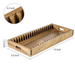 Plateau de rangement personnalisé pour CD DVD en <span class=keywords><strong>bois</strong></span> massif d'acacia de qualité supérieure avec poignées de transport découpées - Product Image 5