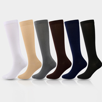 Chaussettes de compression unisexes côtelées jusqu'aux genoux, couleur unie, extensibles, pour la course à pied, le cyclisme, les sports et le quotidien