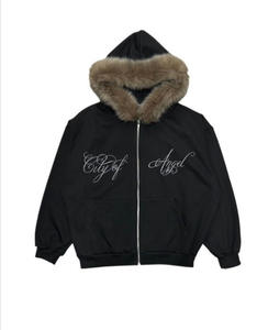 Giacca con <span class=keywords><strong>Cappuccio</strong></span> in <span class=keywords><strong>Pelliccia</strong></span> Sintetica Spessa e Calda, <span class=keywords><strong>Felpa</strong></span> Sportiva con Texture in Pile, Vestibilità Ampia Retrò con Chiusura a Cerniera per Donne - Product Image 5