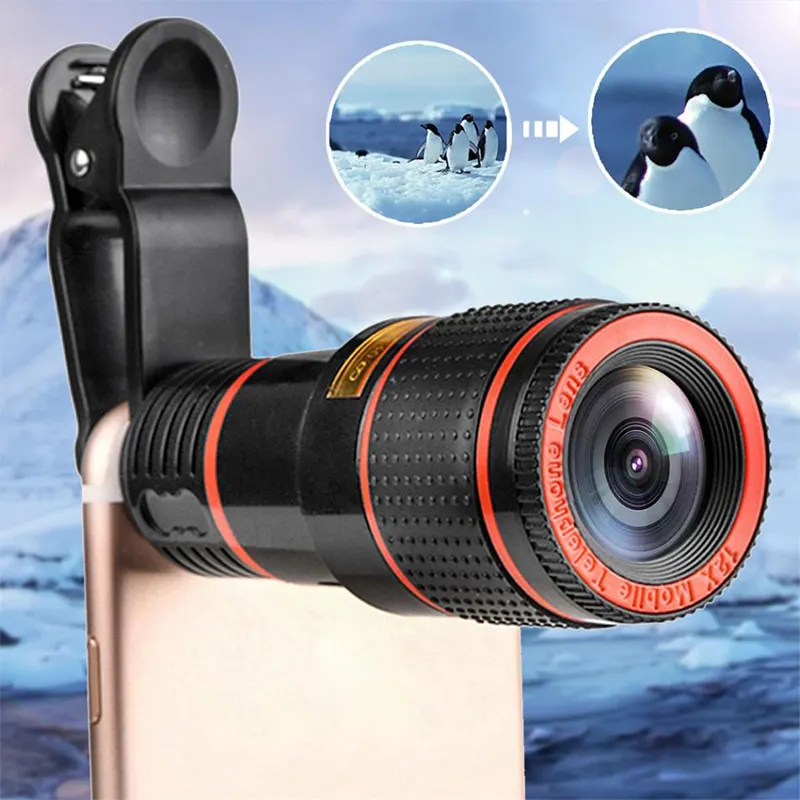 Optical Zoom 8X Mobile Phone Telescope Lens HD Telescope Camera Lens With Clip For Iphone for Samsung Universal