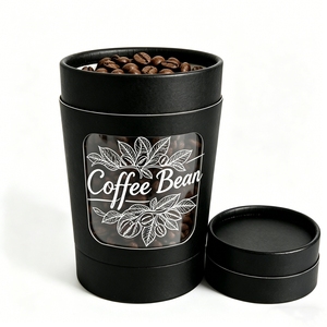 Tubo Cilíndrico de Papel Kraft Blanco de Grado Alimenticio para Envasado de Café y Té con Ventana de Plástico, Logotipo Personalizado, Caja de Regalo en Tubo Negro - Product Image 2