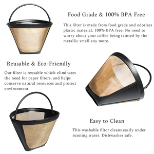 Thép không gỉ tái sử dụng #<span class=keywords><strong>4</strong></span> <span class=keywords><strong>Cone</strong></span> lọc cà phê vĩnh viễn phục vụ cà phê ban đầu - Product Image 3