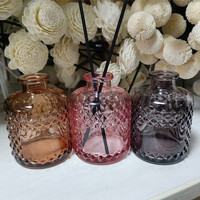 Bouteille diffuseur de parfum vintage en verre gaufré vide pour diffuseur à bâtonnets, désodorisant d'ambiance et huile parfumée, pour la décoration intérieure