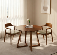 Table à manger moderne de luxe en bois massif, petite table ronde en pin durable pour balcon et loisirs