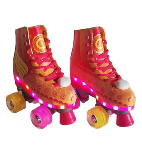 新设计亚马逊热卖专业发光二极管闪光鞋车轮儿童四轮溜冰鞋