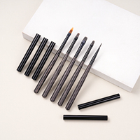 Ensemble de pinceaux professionnels pour ongles en poils synthétiques adaptés aux végétaliens, pinceau ovale plat pour gel 6/9MM, pinceau ultra fin pour détails avec emballage