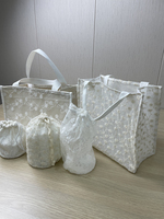 Accessoires de cou blanc bijoux pour perruque de mariage paquet de mousseline cordon de serrage dentelle sac de poche