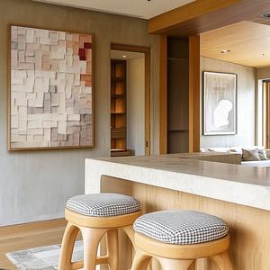 Cuadro Abstracto Moderno de Estilo Wabi Sabi, Grande, Beige y Marrón, con Diseño Vertical, Pintado sobre Lienzo, para Hogar y Galería - Product Image 6