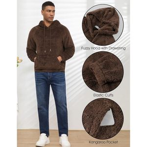 FOXA Sweat à capuche doux pour homme, pull en sherpa, sweat-shirt chaud pour l'automne et l'hiver, pull moelleux à manches longues, décontracté - Product Image 6