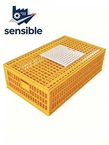 Cage de transport en plastique pour volailles vivantes, panier ventilé jaune pour la manipulation à la ferme - Product Image 4