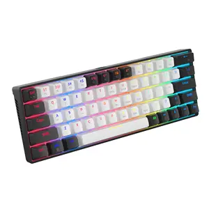Keyboard mekanik Mini, papan ketik RGB Backlit Ultra kompak 60% berkabel, tahan air kecil 63