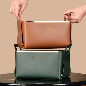 Cestino di immagazzinaggio Pieghevole In Oro di Lusso Giocattolo Nordic Scrivania Pieghevole DELL'UNITÀ di elaborazione del Regalo di Picnic Casa Organizer In Pelle di Stoccaggio Cesti di Stoccaggio Con Maniglia - Product Image 3